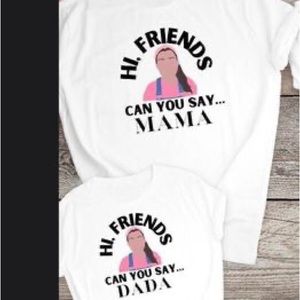 Ms. Rachel happy birthday banner and t shirts for mama dada and baby